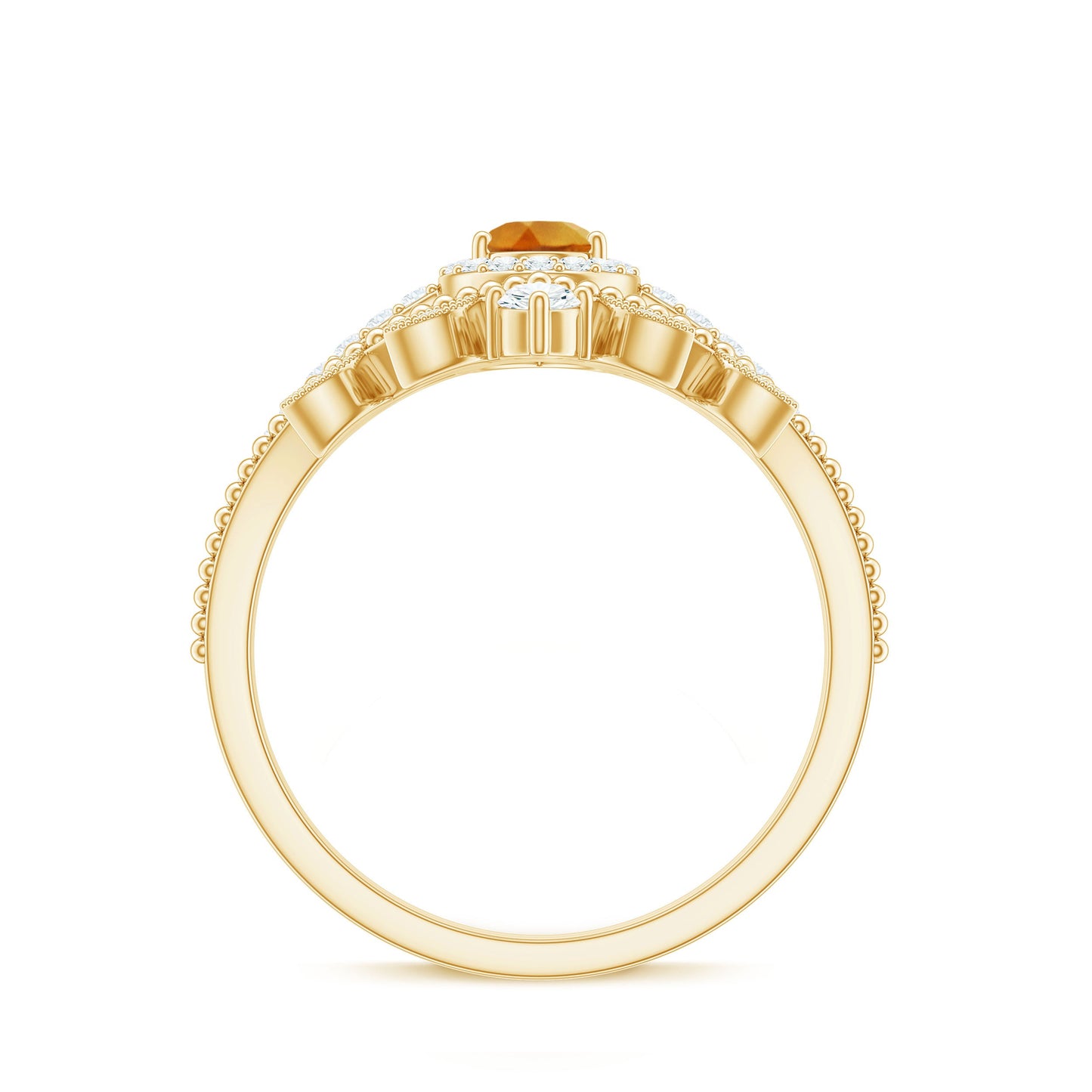 Certified Citrine and Diamond Teardrop Engagement Ring with Enhancer