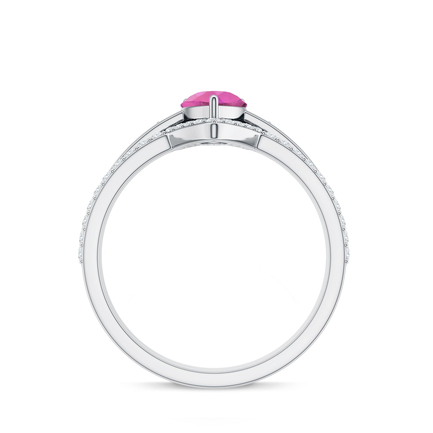 Pear Cut Pink Tourmaline Trio Wedding Ring Set with Moissanite