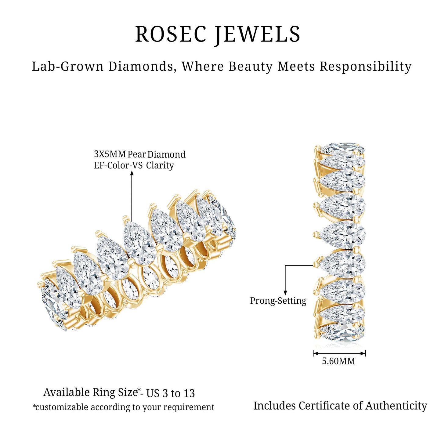 Lab Grown Diamond Teardrop Wedding Band