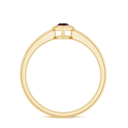 Bezel Set Marquise Garnet Promise Ring in Yellow Gold Plated Silver