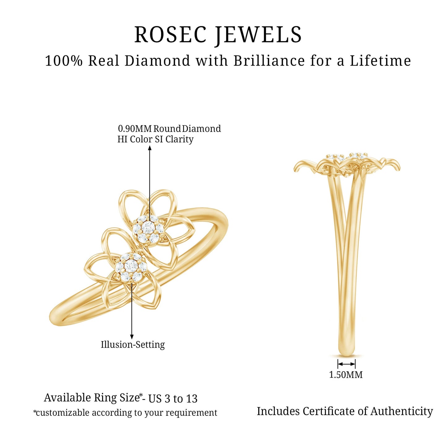 Brilliant Cut Diamond Flower Promise Ring