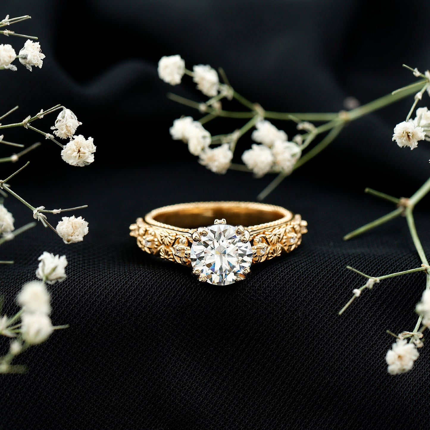 2 Carat Moissanite Double Prong Vintage Engagement Ring