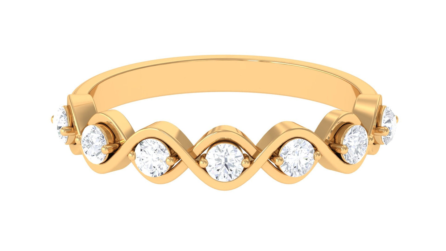 Certified Natural Diamond Half Eternity Ring with Infinity Knot