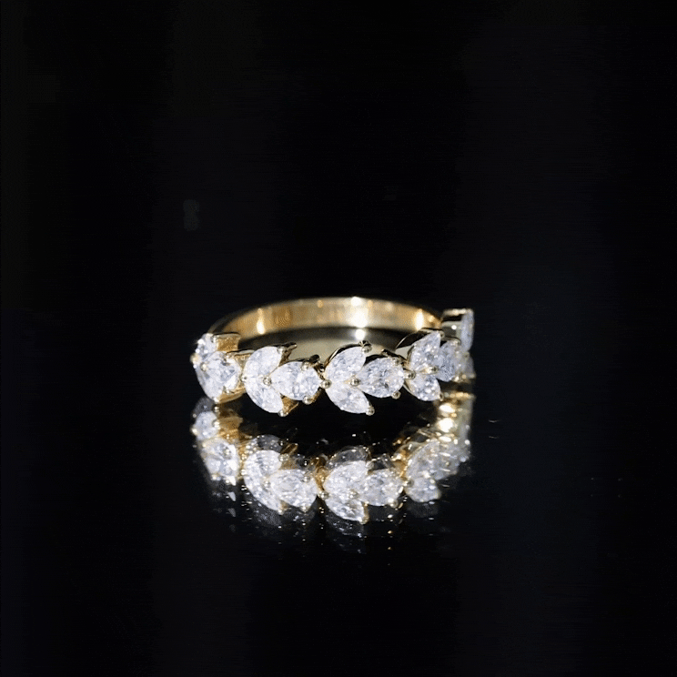 Certified Moissanite Wedding Band in Yellow Gold Plated Silver