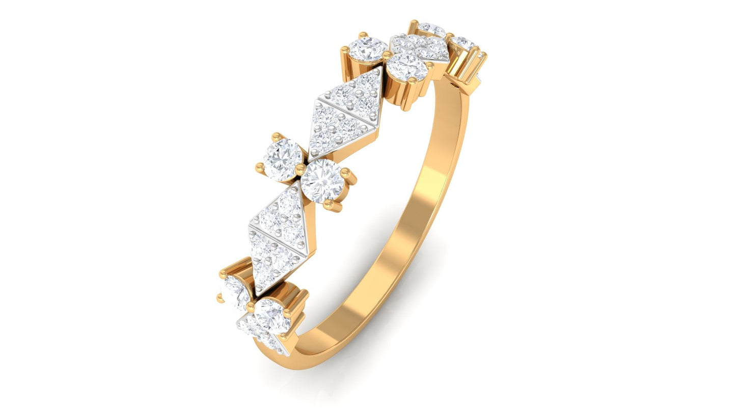 Art Deco Inspired Diamond Half Eternity Ring for Women