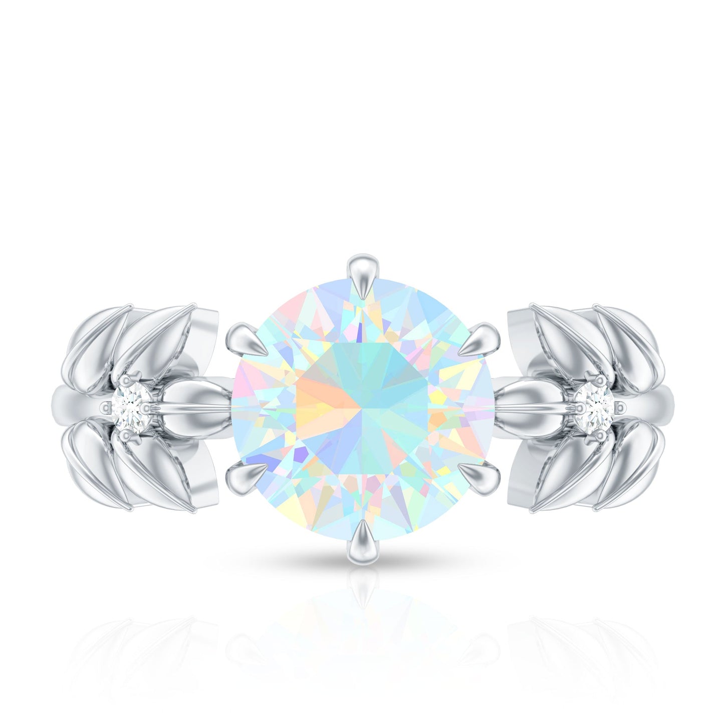 Nature Inspired 2 Carat Ethiopian Opal Diamond Engagement Ring