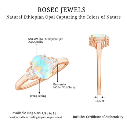 1.2 Carat Classic Ethiopian Opal Oval Engagement Ring