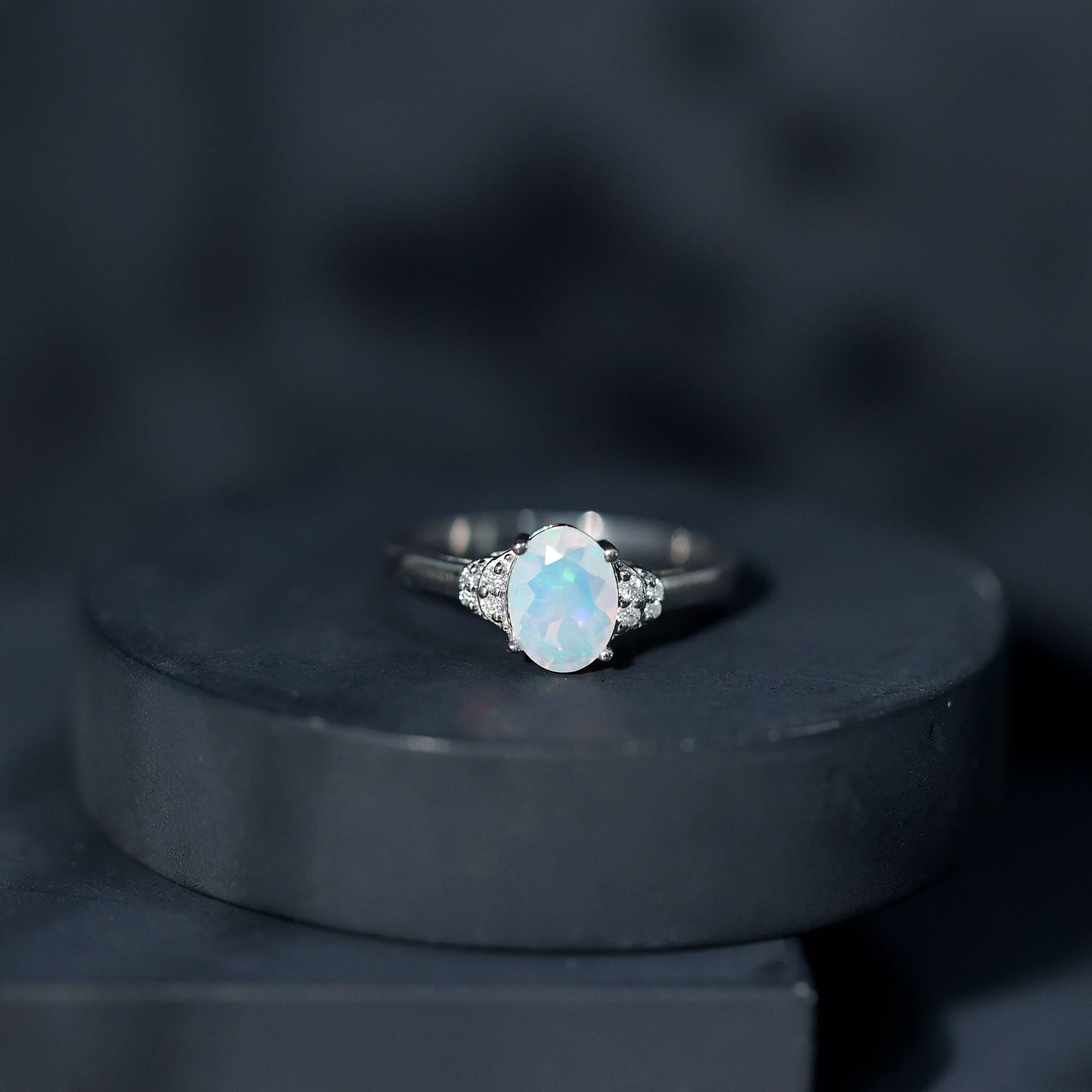 1.2 Carat Classic Ethiopian Opal Oval Engagement Ring