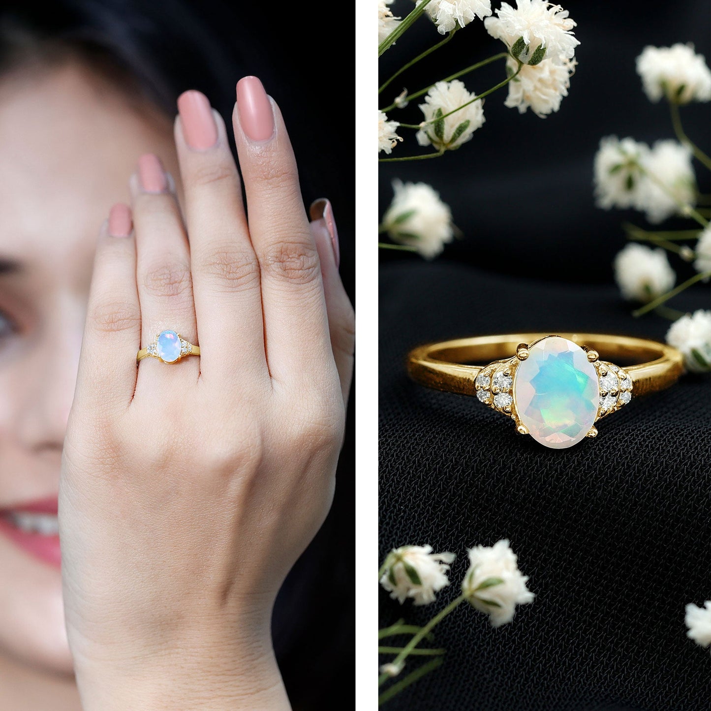 1.2 Carat Classic Ethiopian Opal Oval Engagement Ring