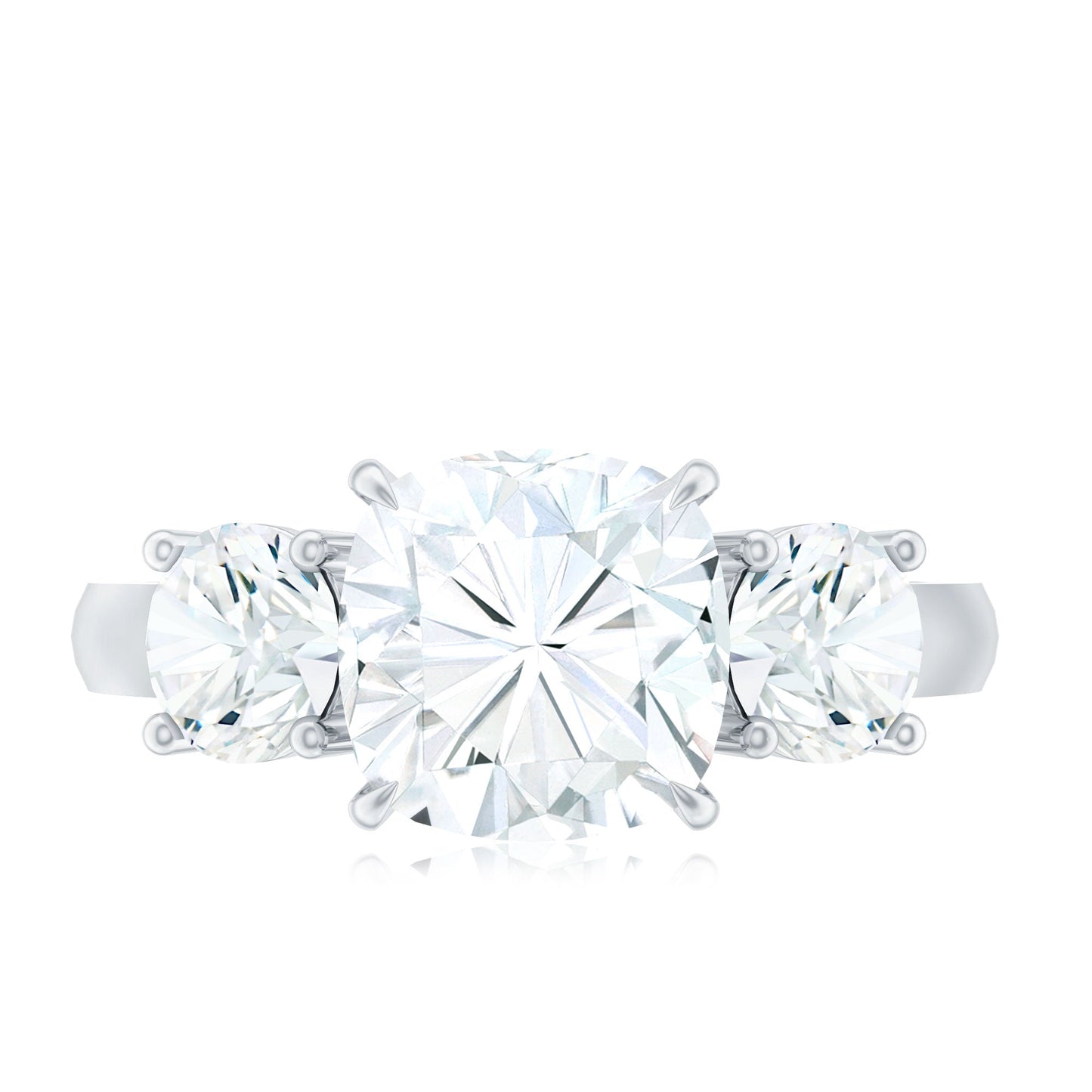 Three Stone Moissanite Engagement Ring with Certificate