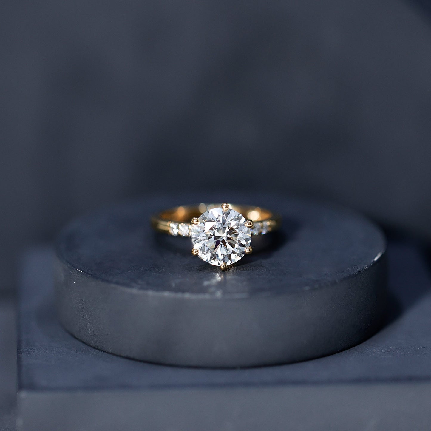 Round Cut 3 Carat Lab Grown Diamond Solitaire Engagement Ring