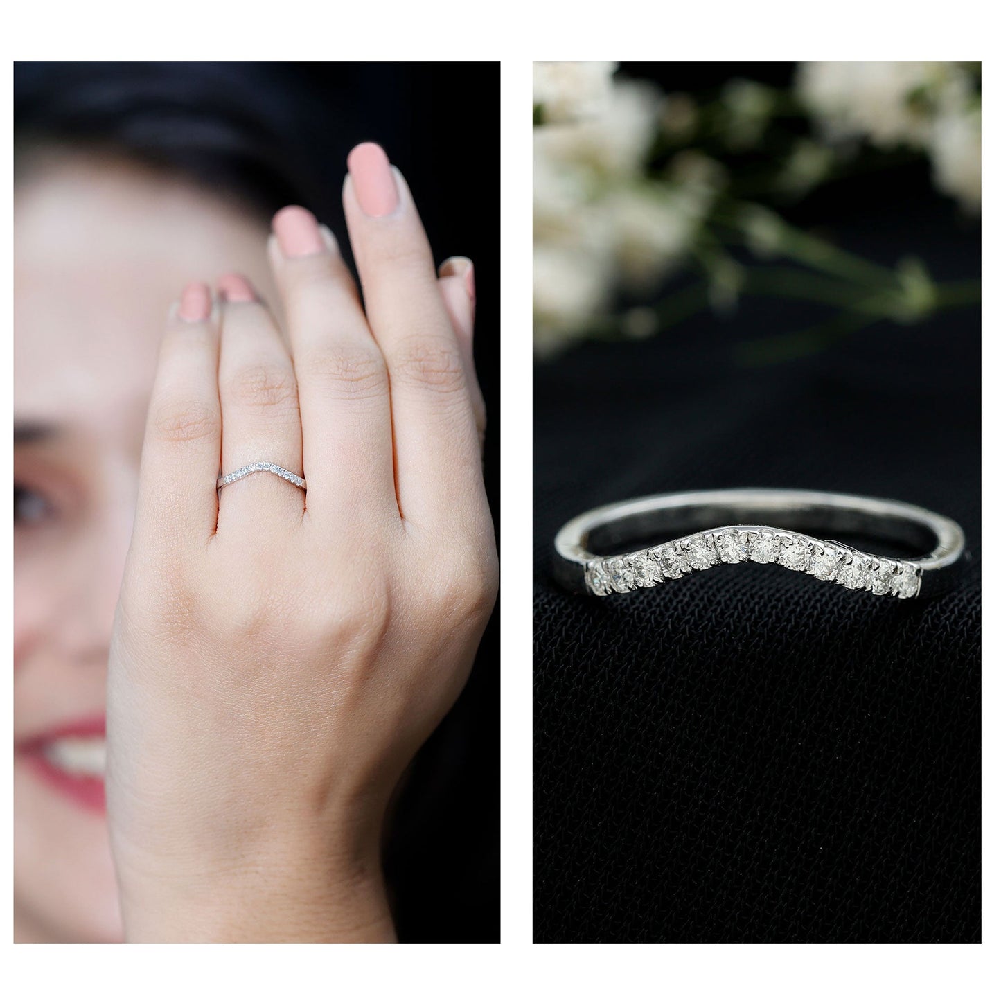 Certified Lab Grown Diamond Curved Stackable Ring