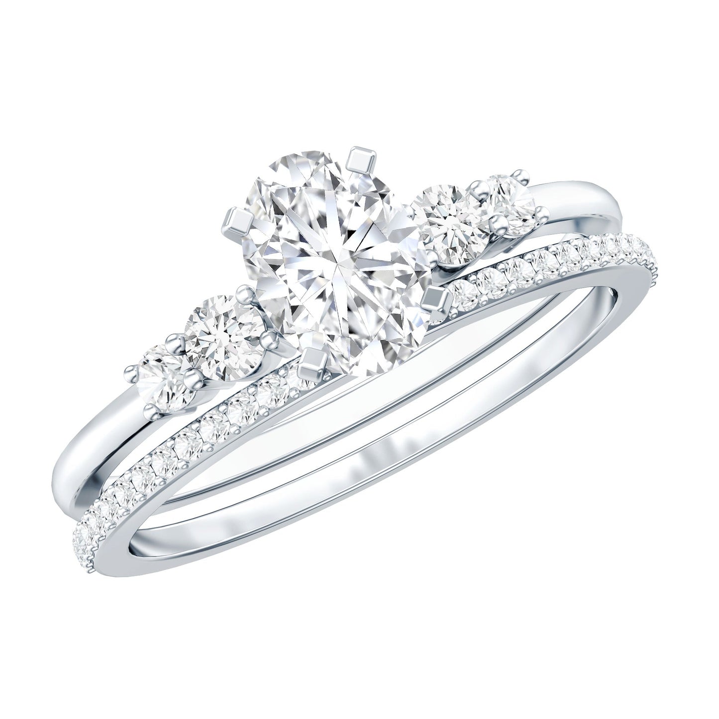 IGI Certified 1 Carat Lab Grown Diamond Engagement Ring with Wedding Band