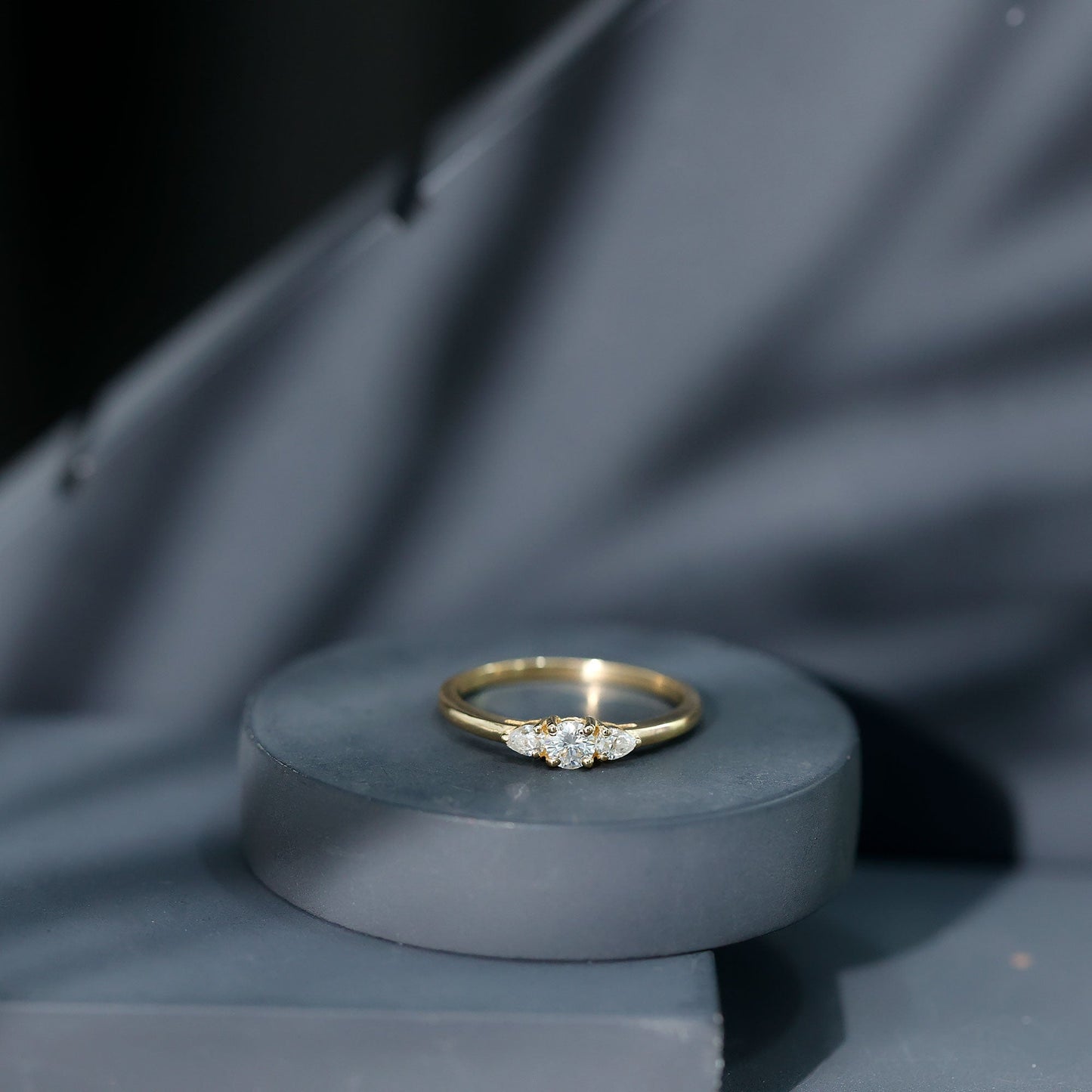 Certified Moissanite 3 Stone Promise Ring