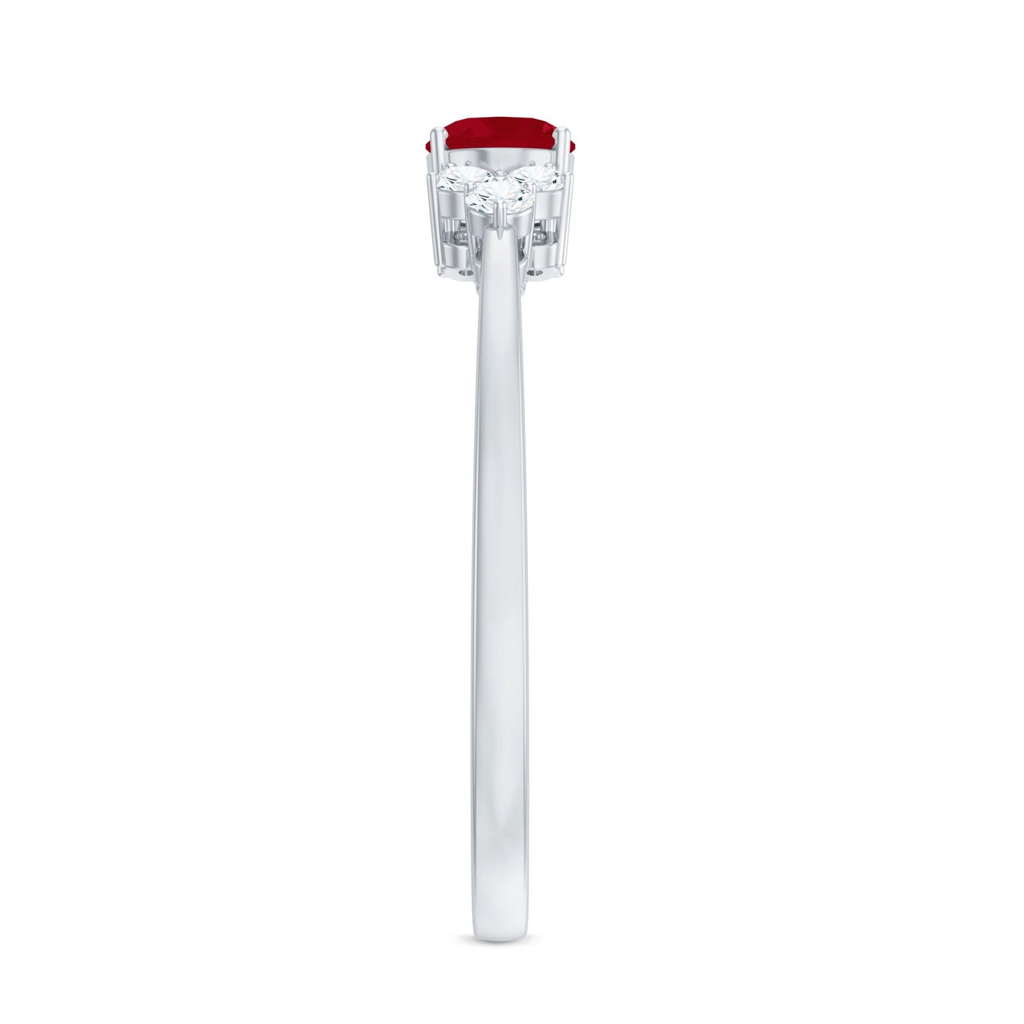 East West Style 0.6 Carat Ruby Oval Promise Ring with Diamond