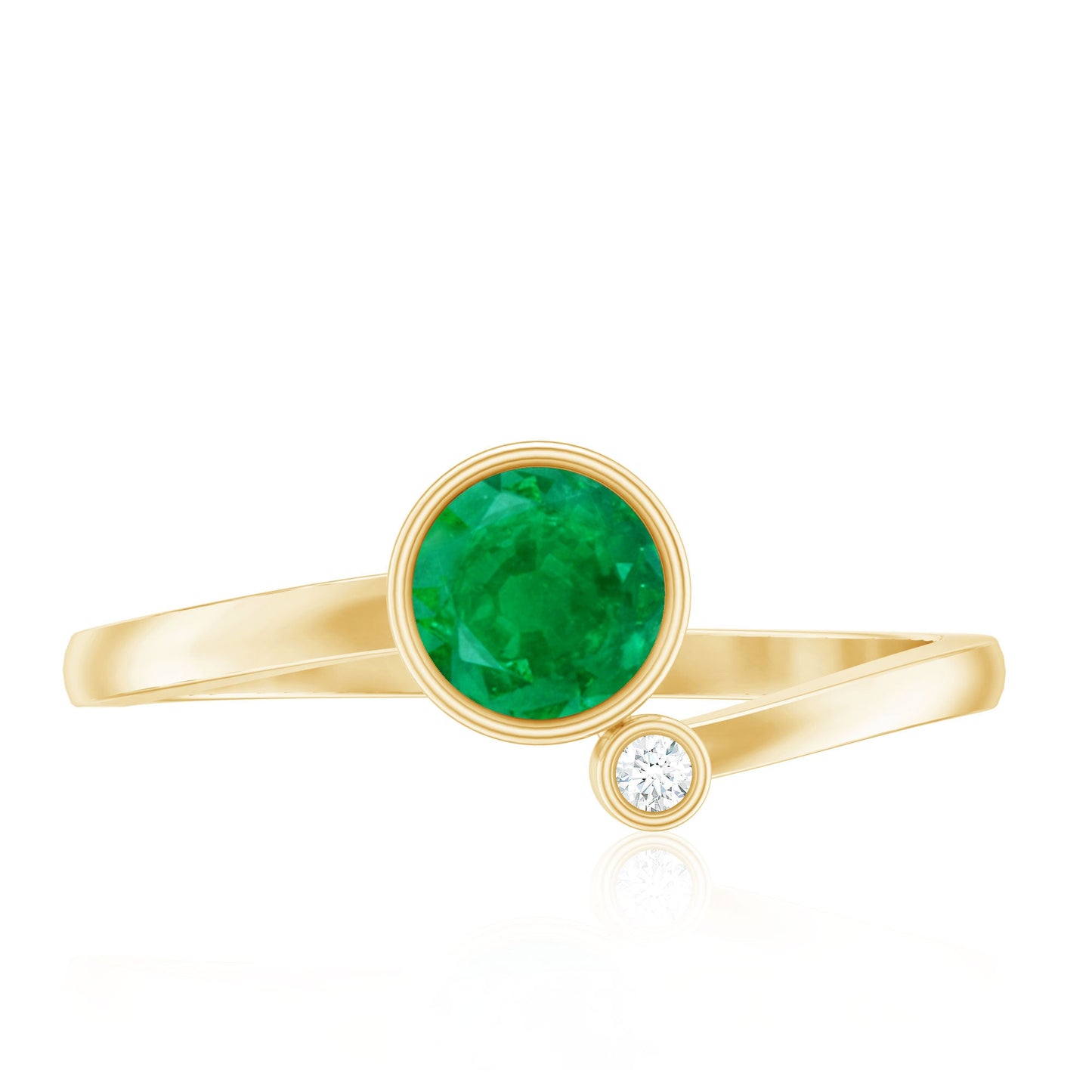 Bezel Set Emerald and Lab Diamond Two Stone Promise Ring