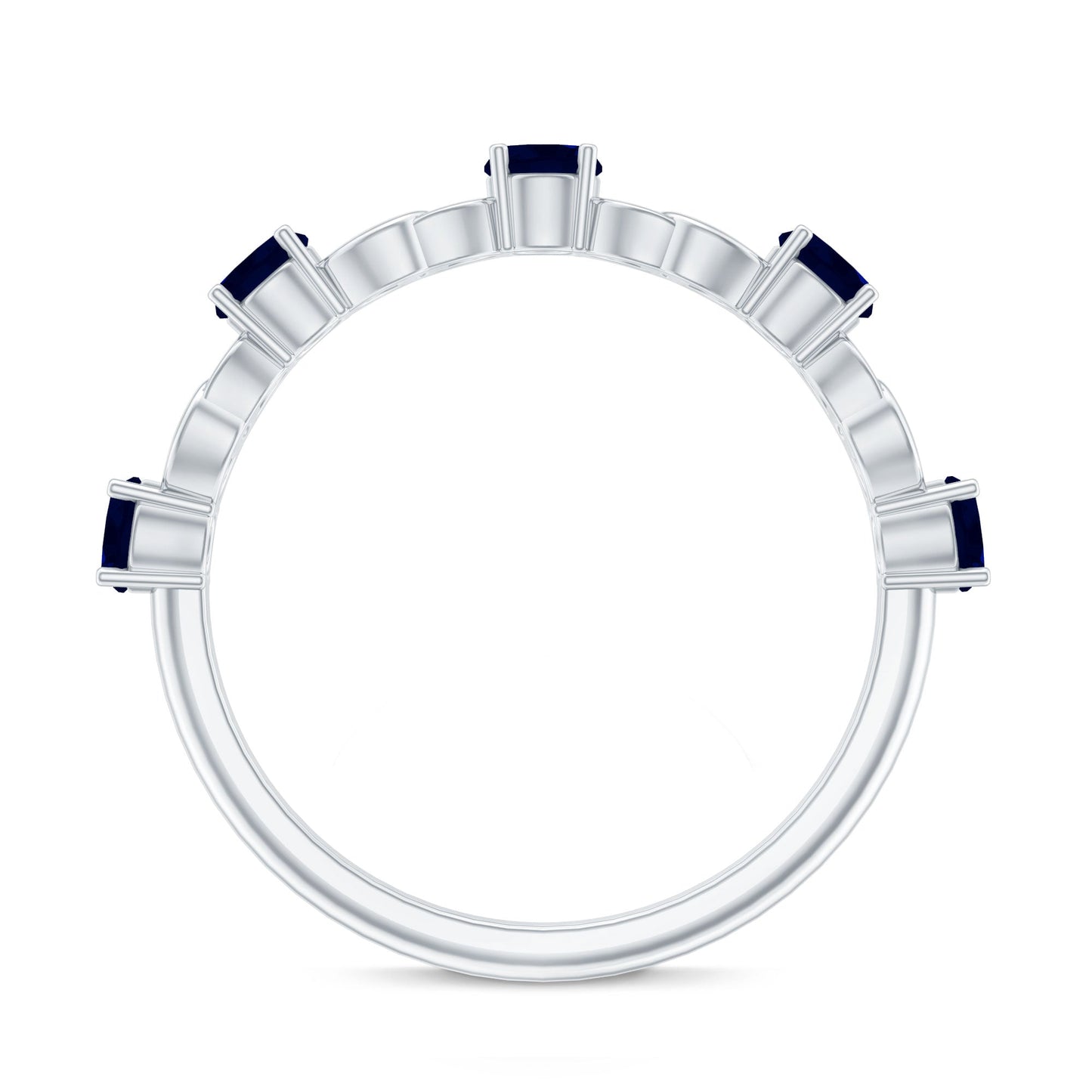 Natural Blue Sapphire Infinity Half Eternity Ring