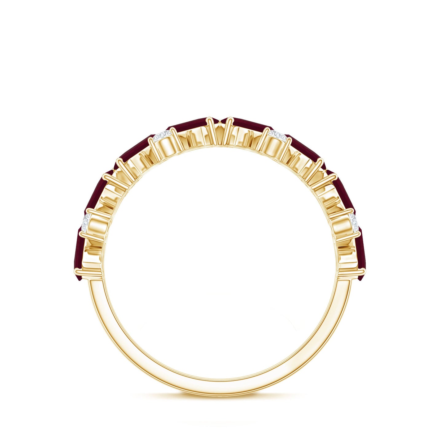 Certified Ruby Half Eternity Ring with Lab Grown Diamond