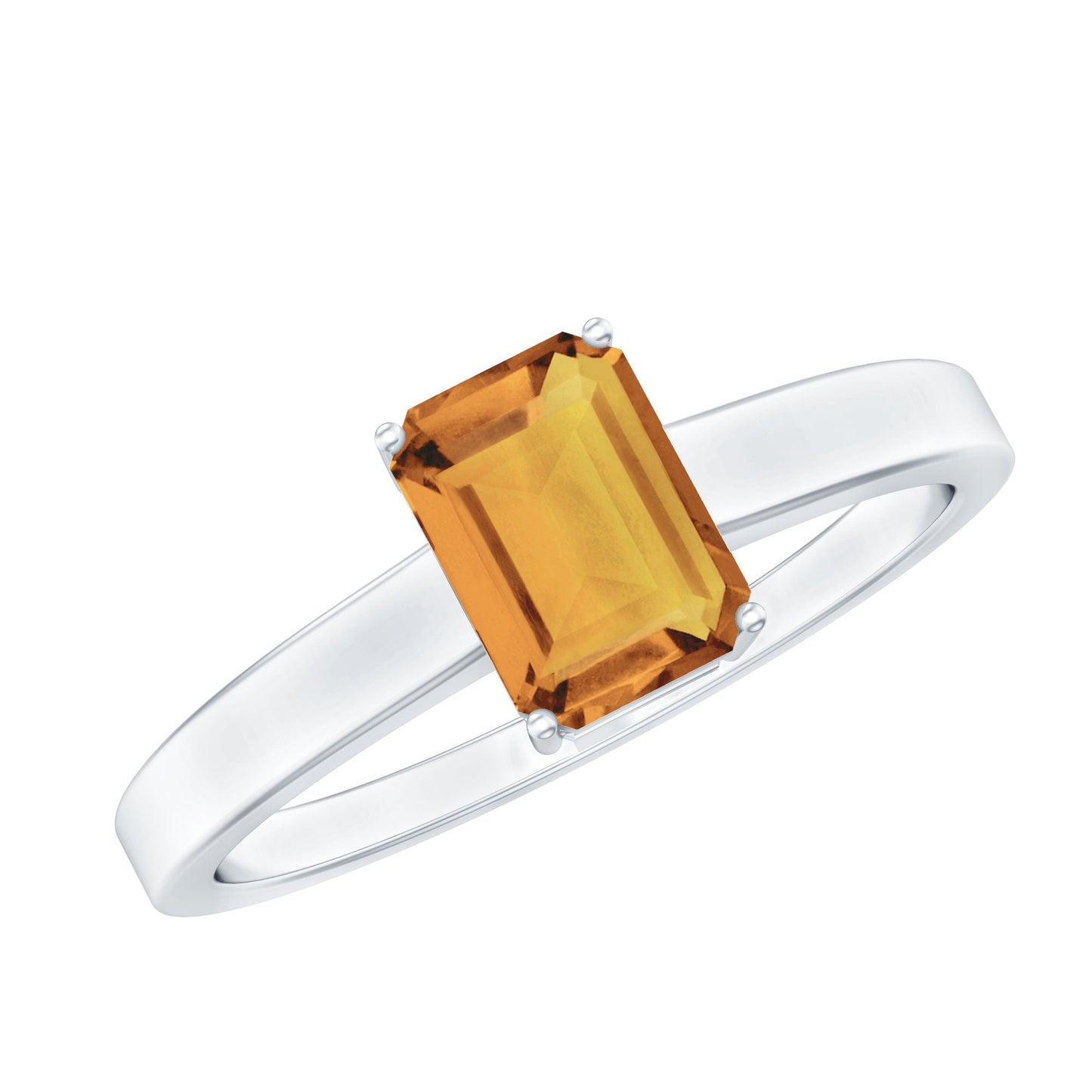 1.8 Carat Natural Citrine Solitaire Emerald Cut Engagement Ring