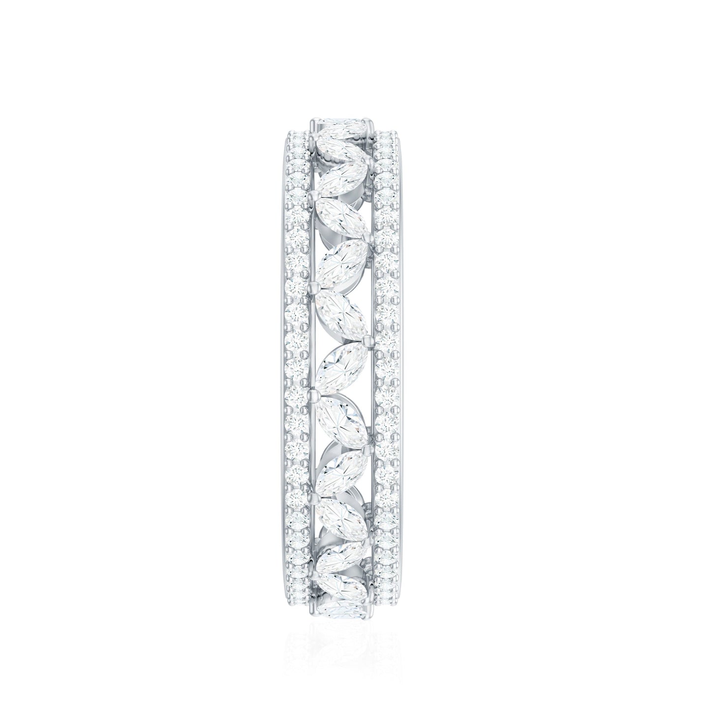 Certified Marquise Moissanite Wedding Band