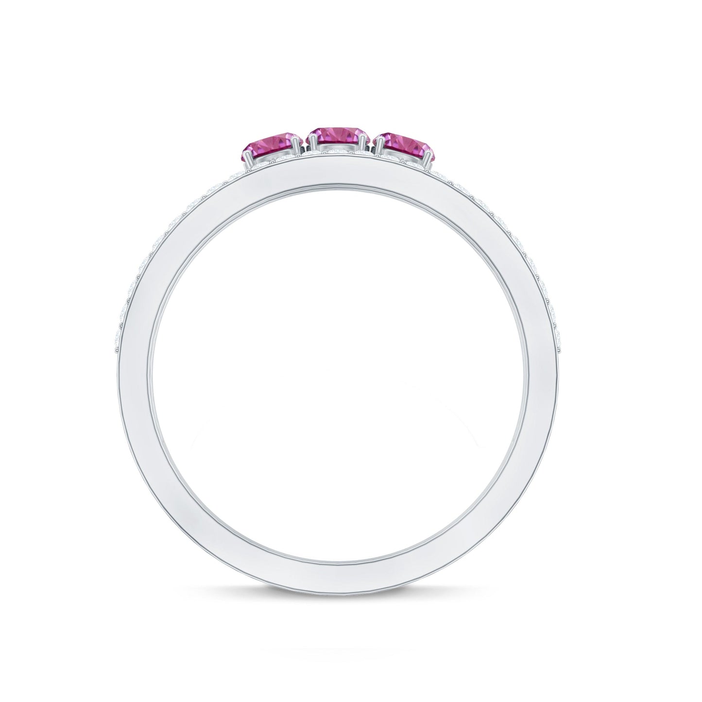 Pink Tourmaline and Diamond Anniversary Ring in Split Shank
