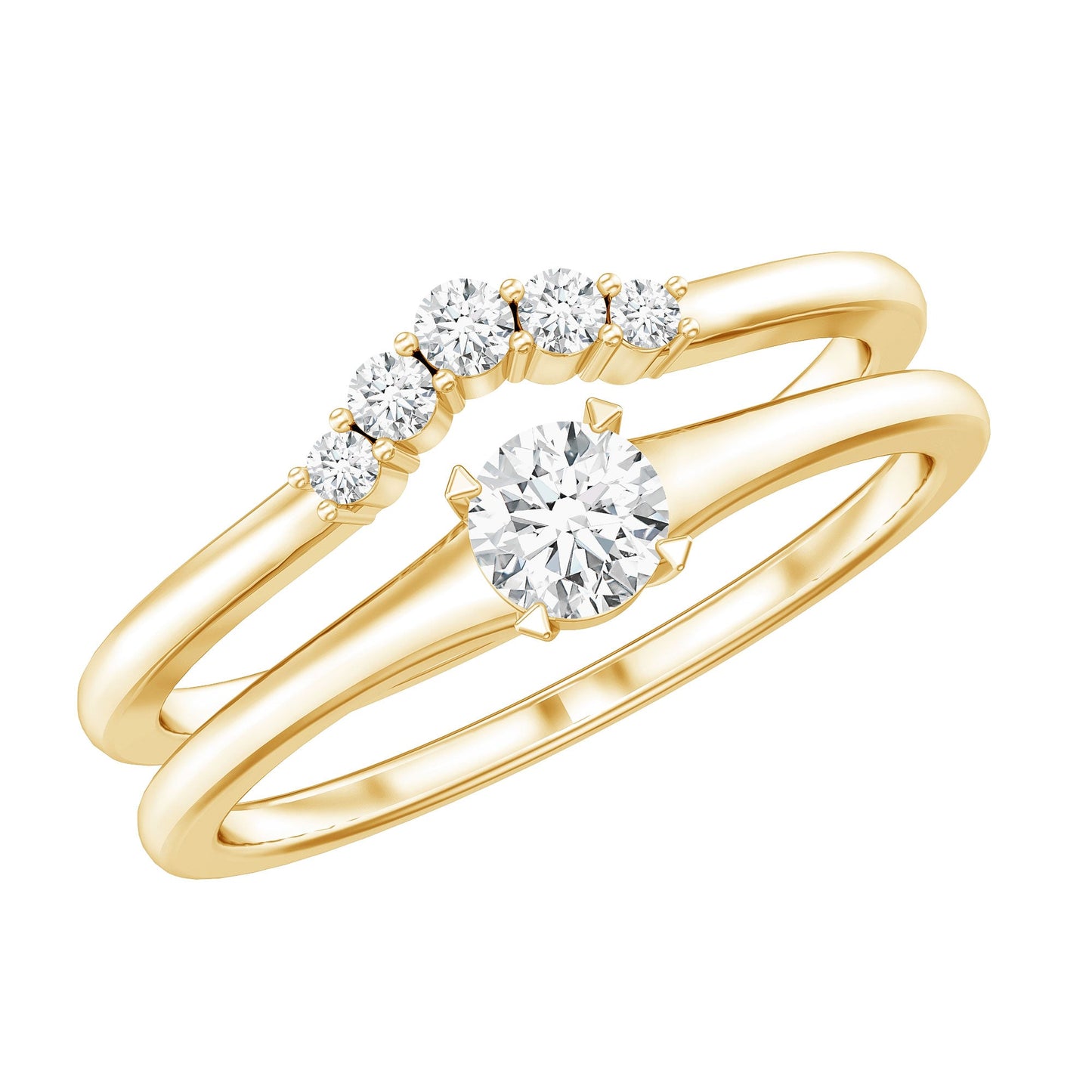 Real Diamond Minimal Wedding Ring Set