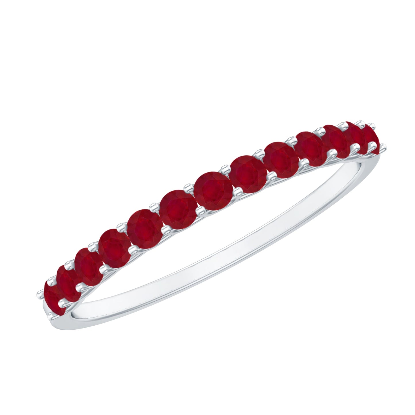 Genuine Ruby Half Eternity Stackable Ring for Women