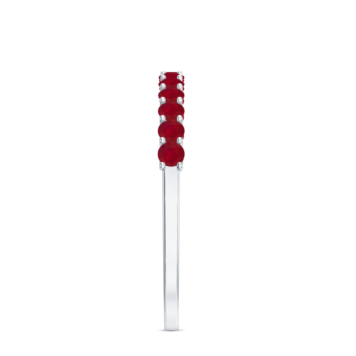 Genuine Ruby Half Eternity Stackable Ring for Women