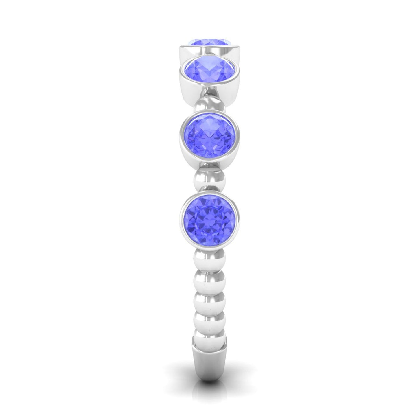 Natural Tanzanite Half Eternity Ring in Bezel Setting