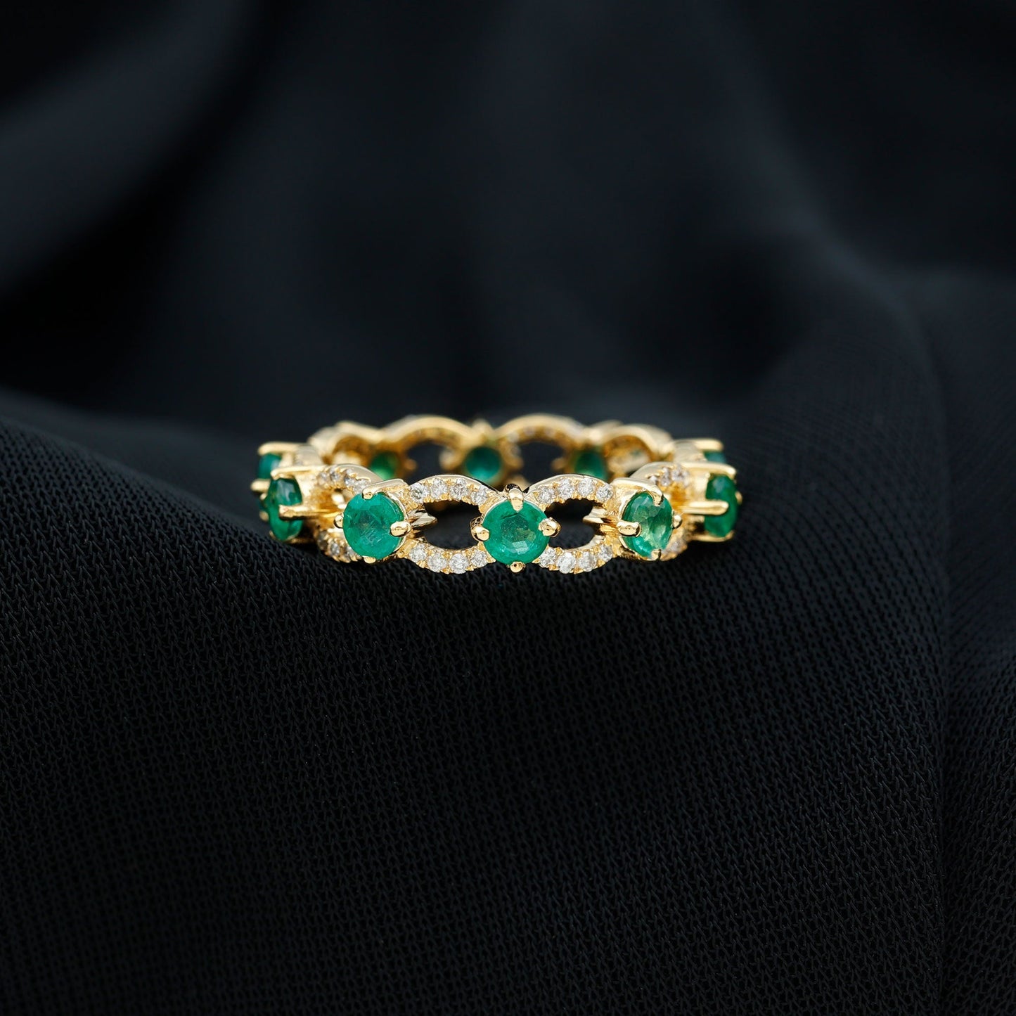 Designer Lab Grown Emerald Diamond Eternity Wedding Band
