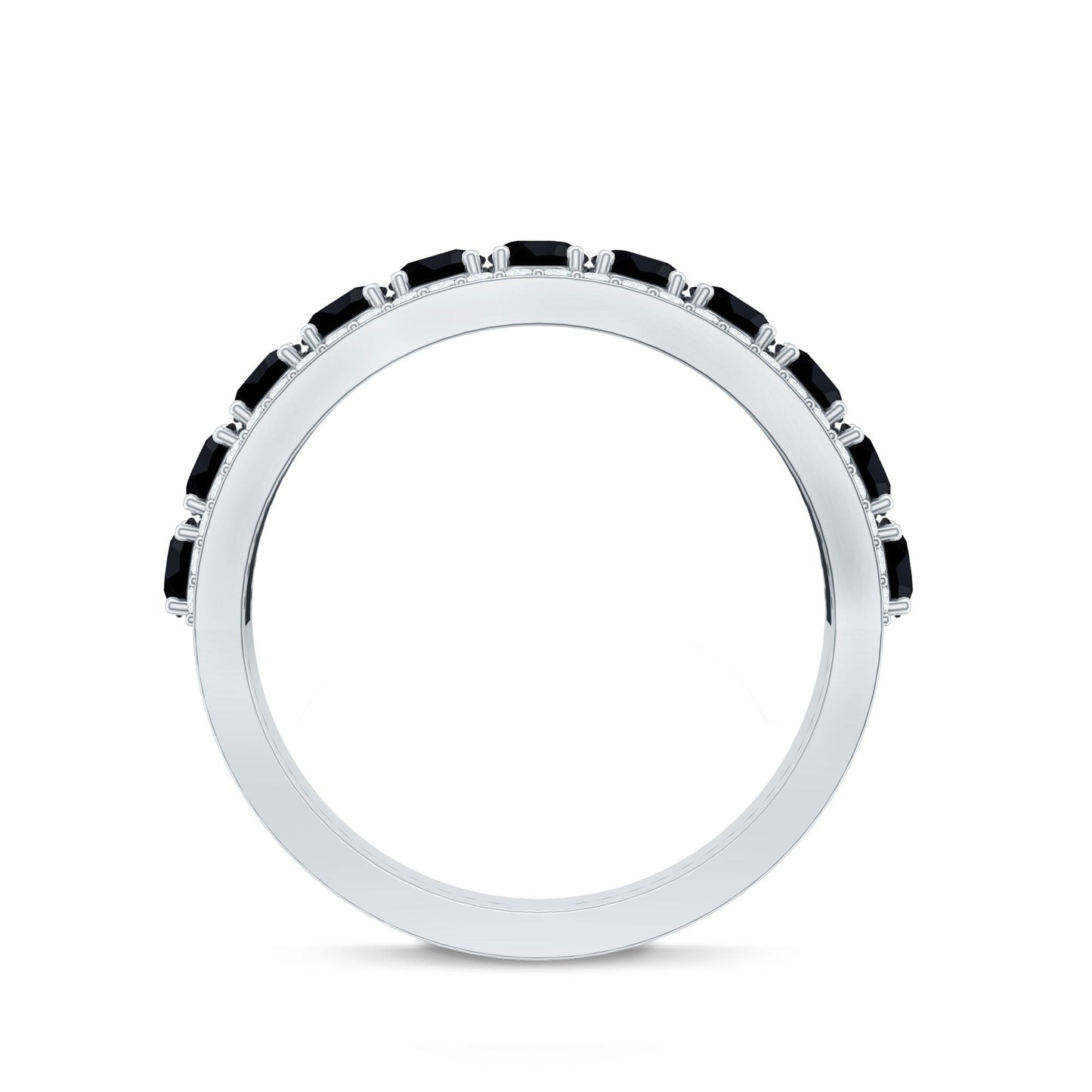 Certified Lab Grown Black and White Diamond Half Eternity Band Ring for Women