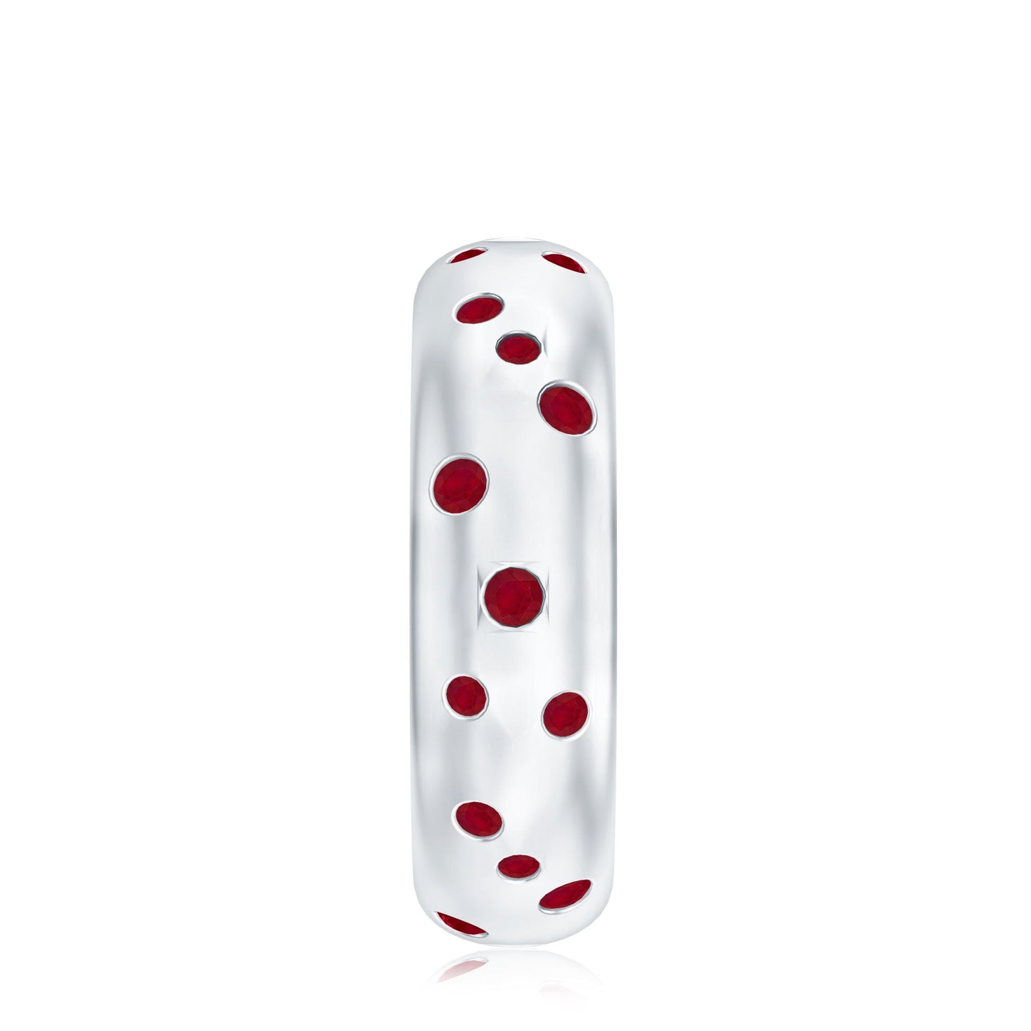 Natural Ruby Wide Wedding Band in Sterling Silver