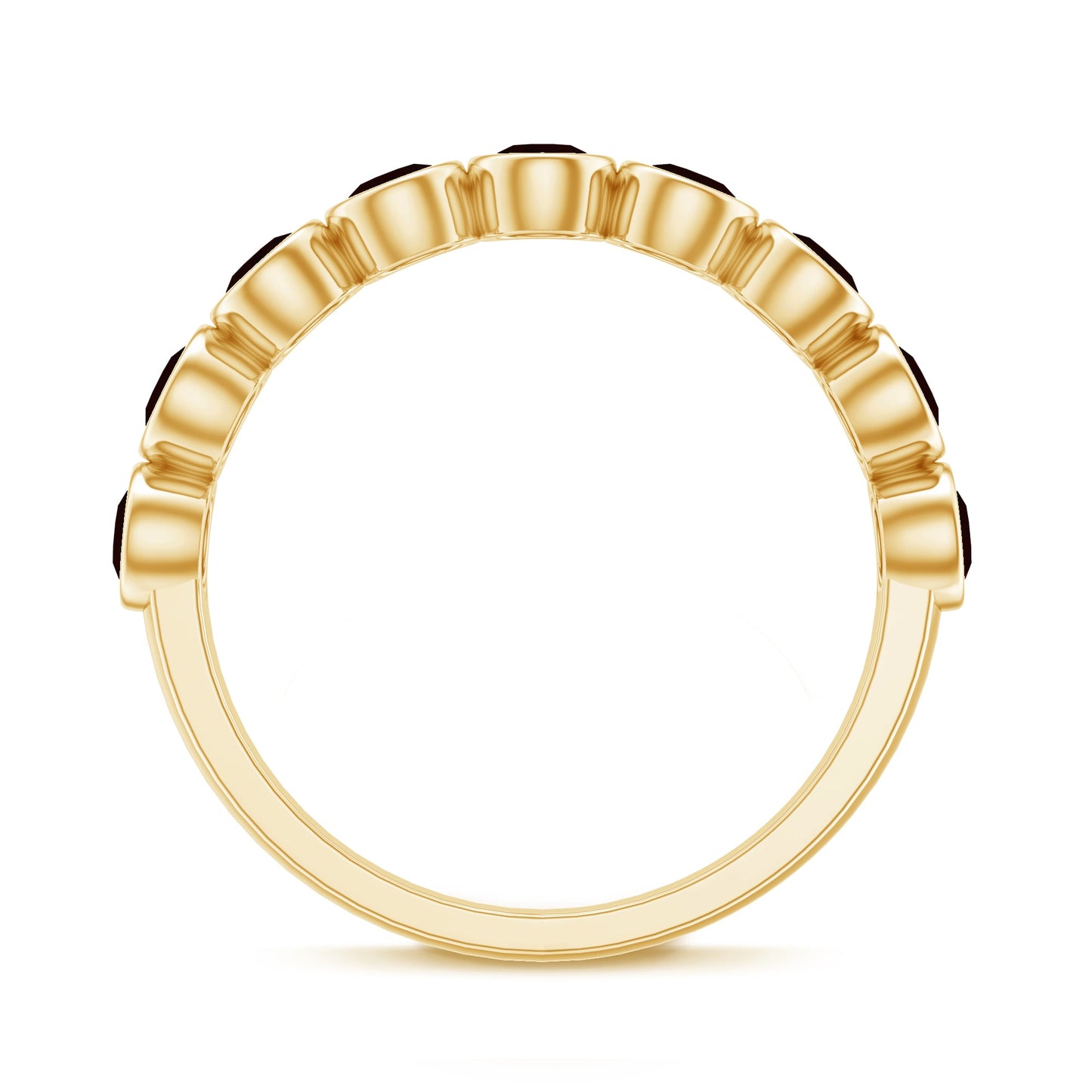 Certified Real Garnet Half Eternity Ring in Bezel Setting