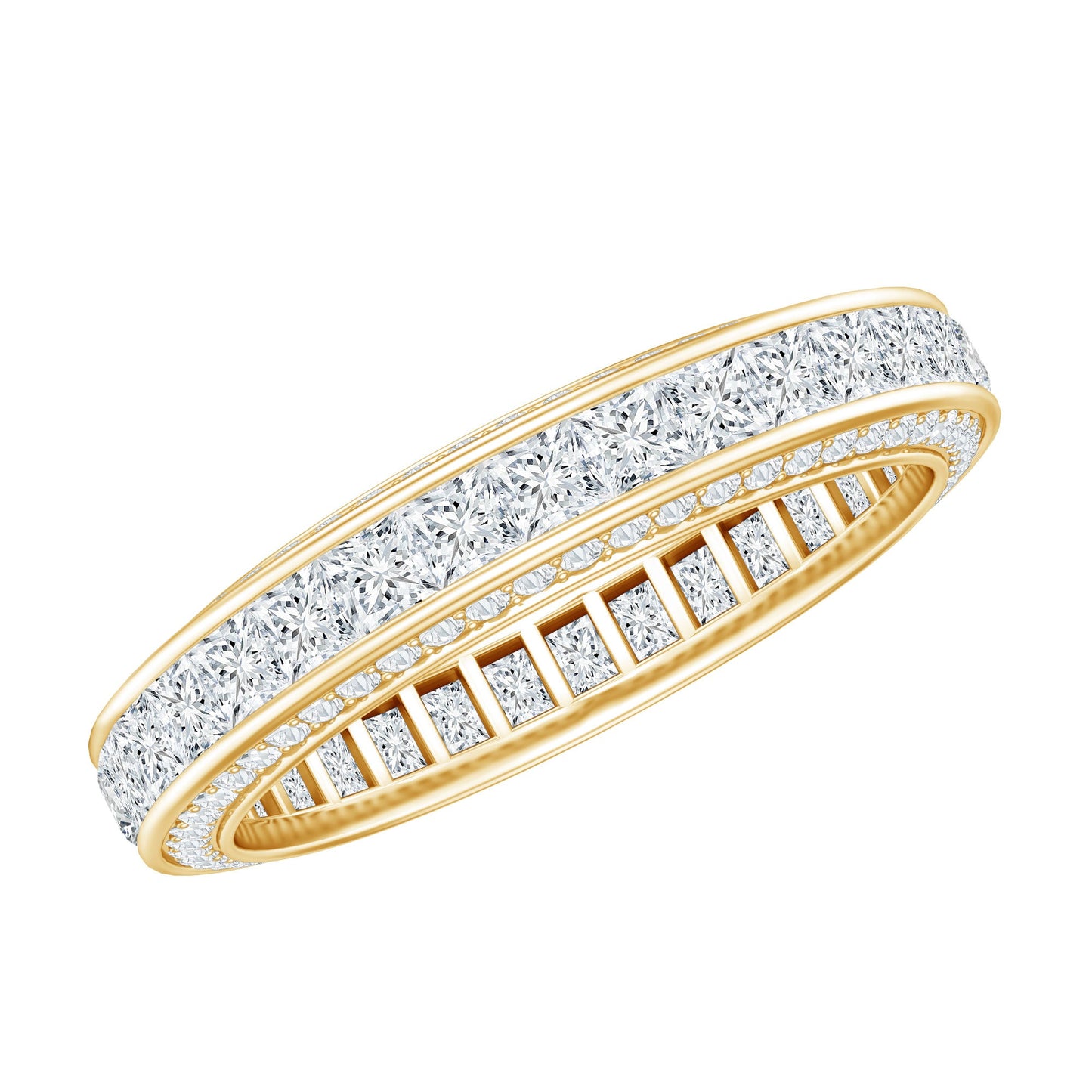Channel Set Moissanite Princess Cut Wedding Band