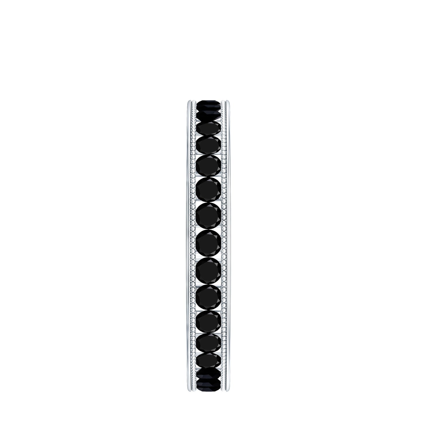 Black Onyx Wedding Band with Milgrain Detailing