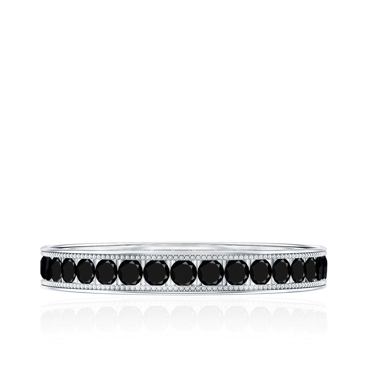 Black Onyx Wedding Band with Milgrain Detailing