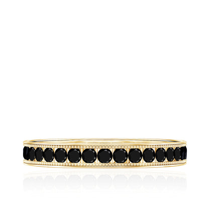 Black Onyx Wedding Band with Milgrain Detailing