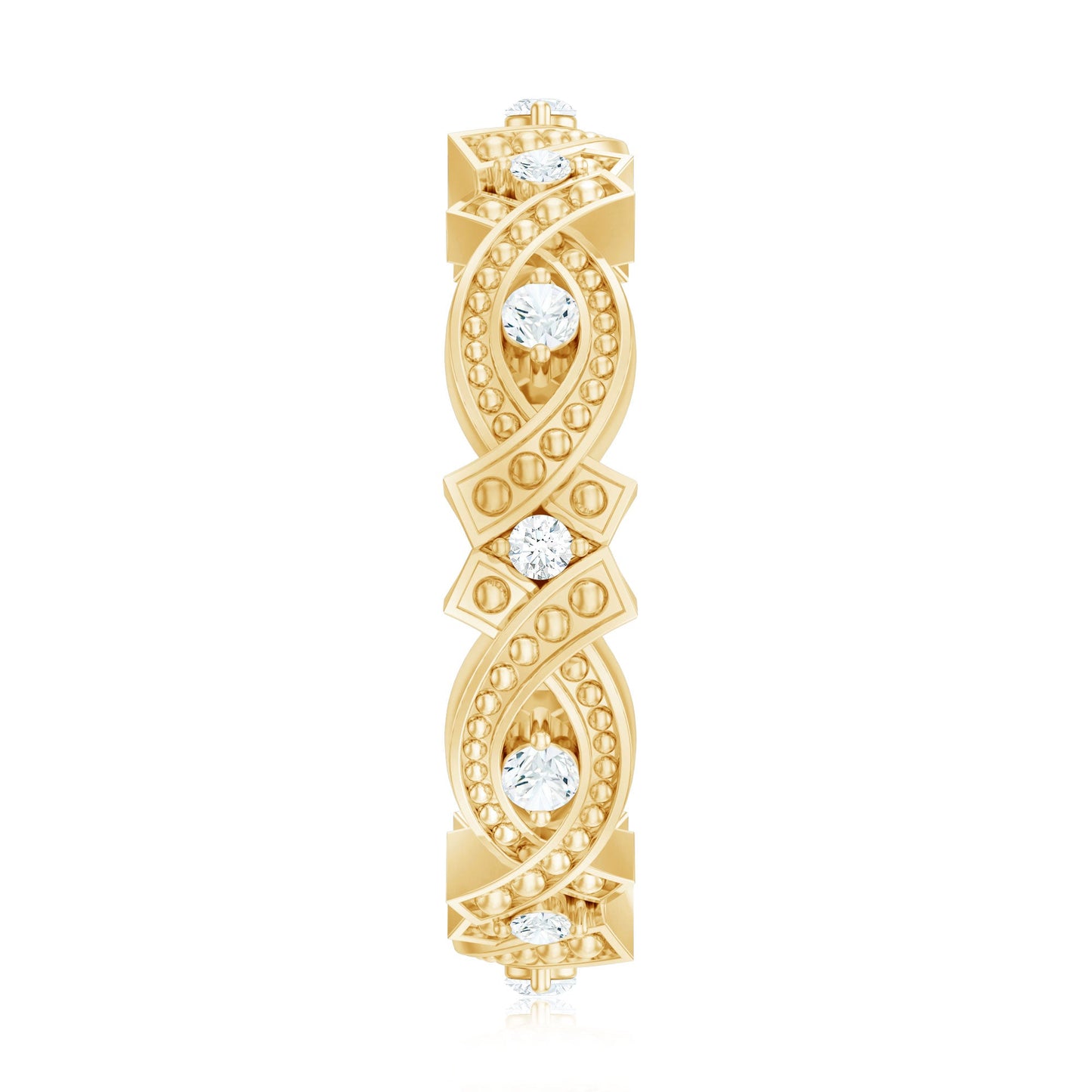 Vintage Inspired Moissanite Beaded Wedding Band