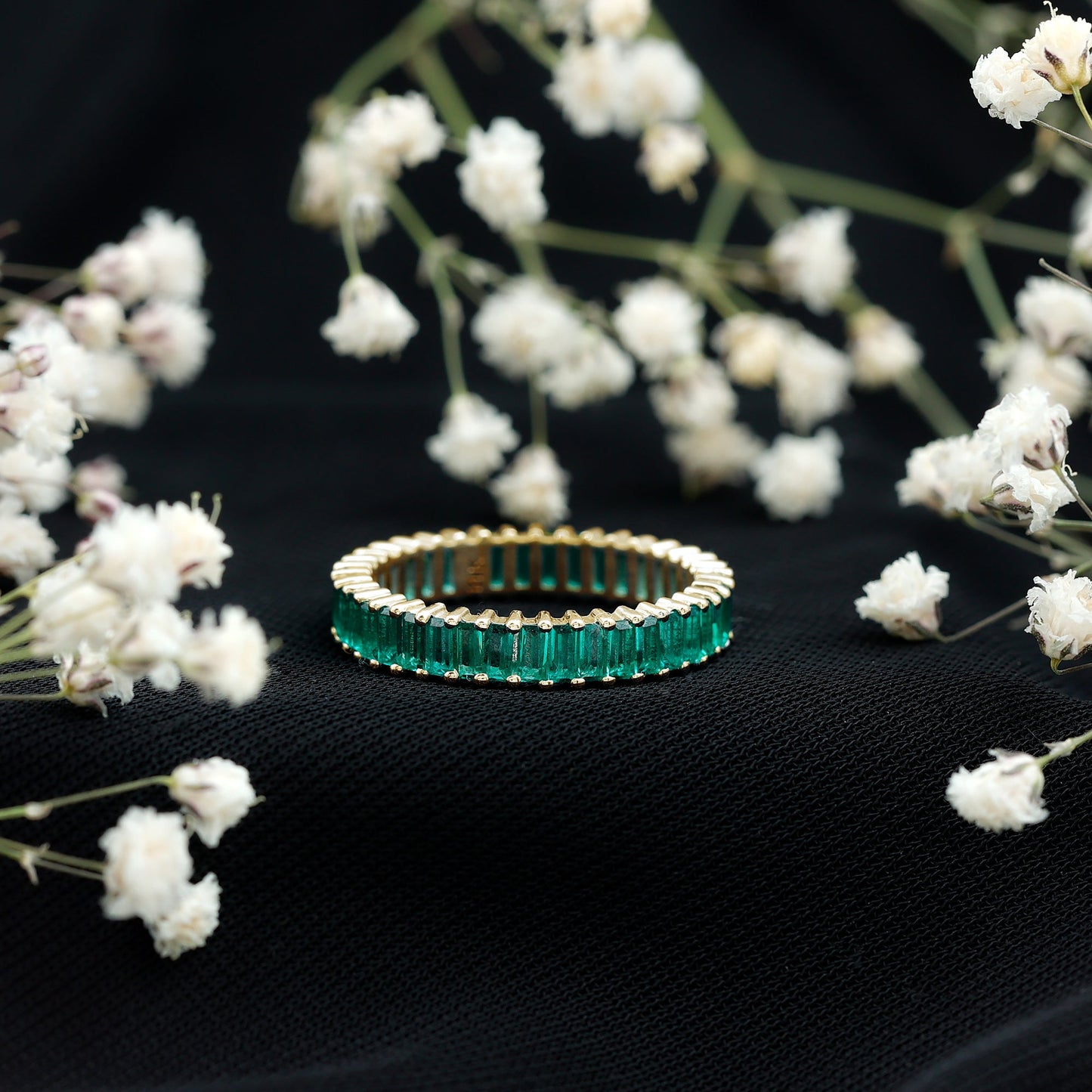 Lab Grown Emerald Baguette Eternity Band