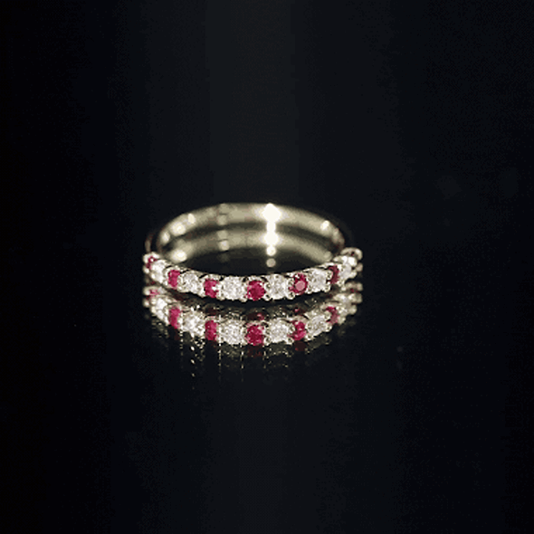 Natural Ruby Diamond Stackable Eternity Ring