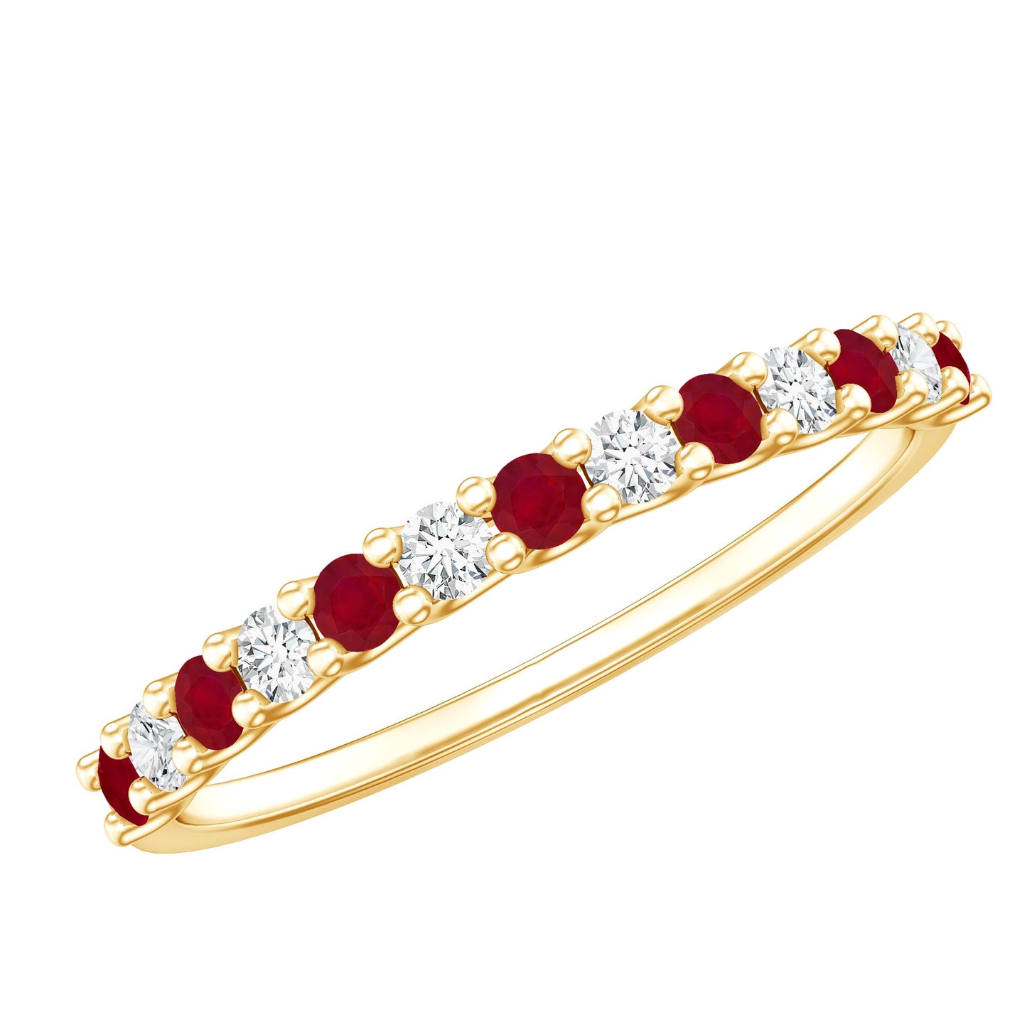 Natural Ruby Diamond Stackable Eternity Ring