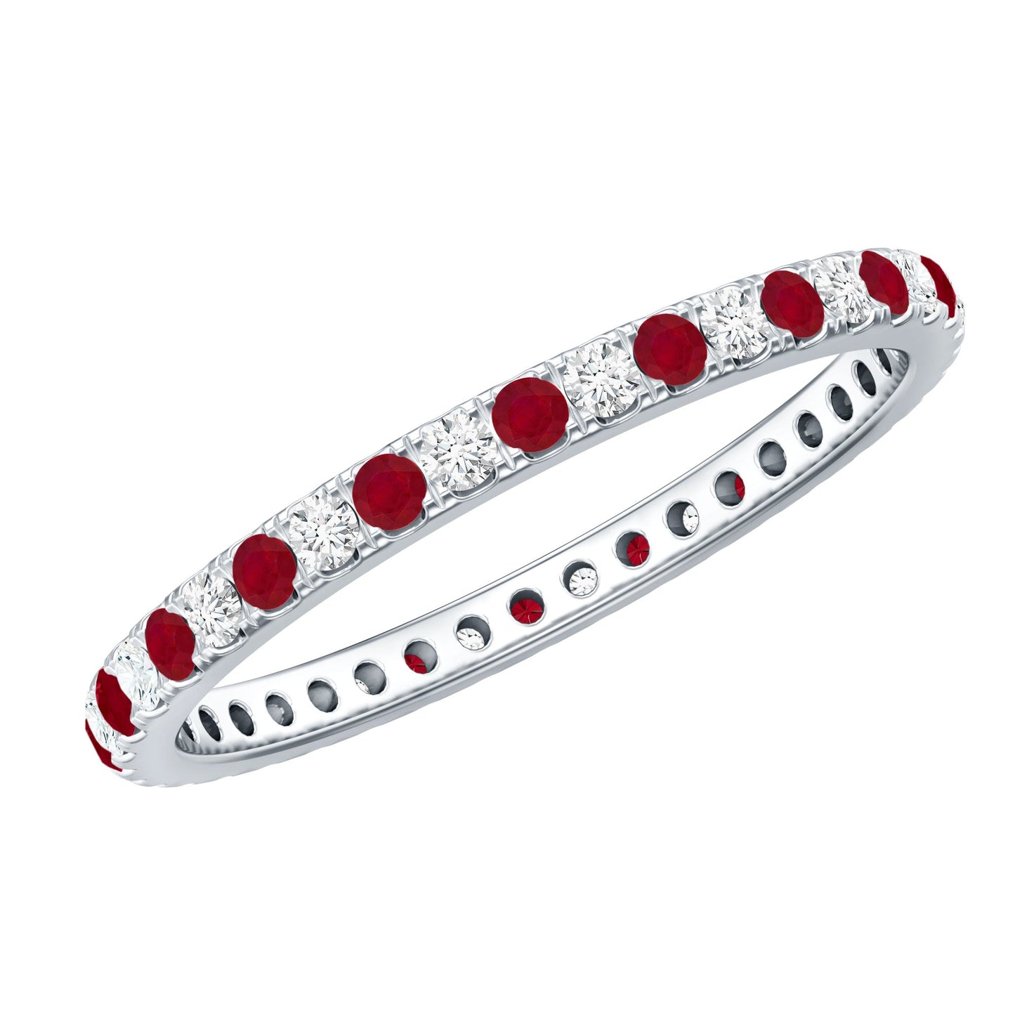 Real Ruby Full Eternity Stackable Ring with Lab Grown Diamond