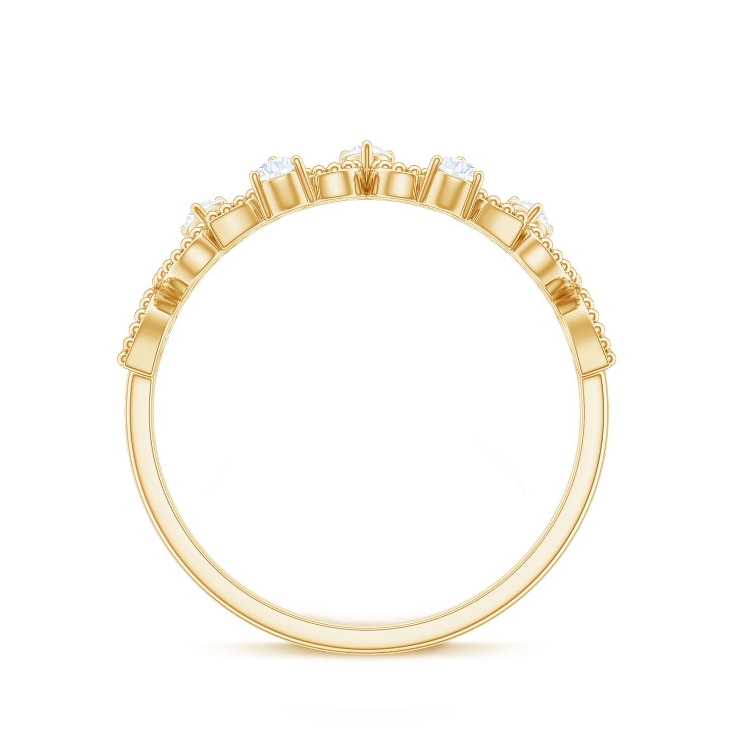 Natural Diamond Half Eternity Band with Beaded Detailing
