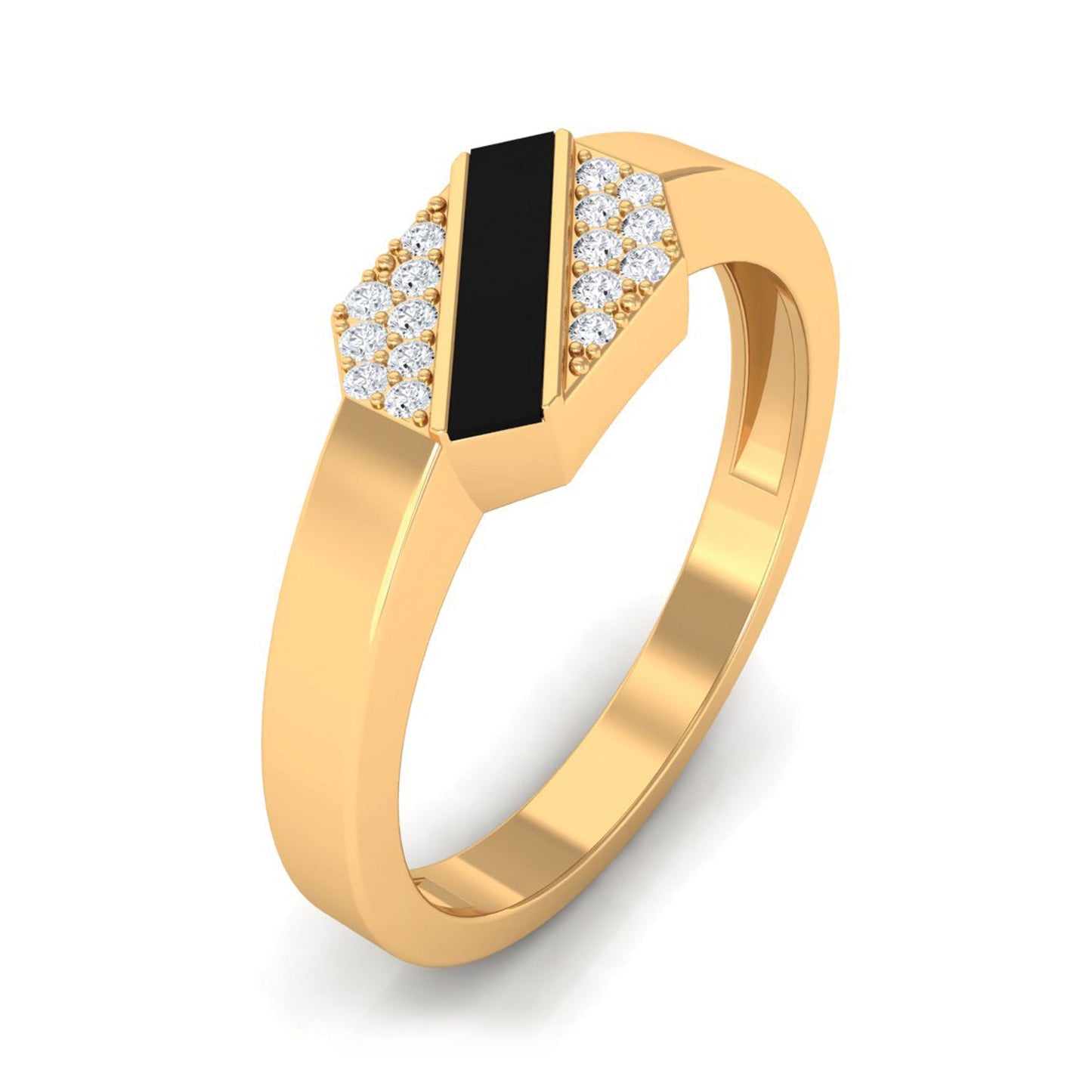 Certified Natural Diamond Mens Engagement Ring with Black Enamel