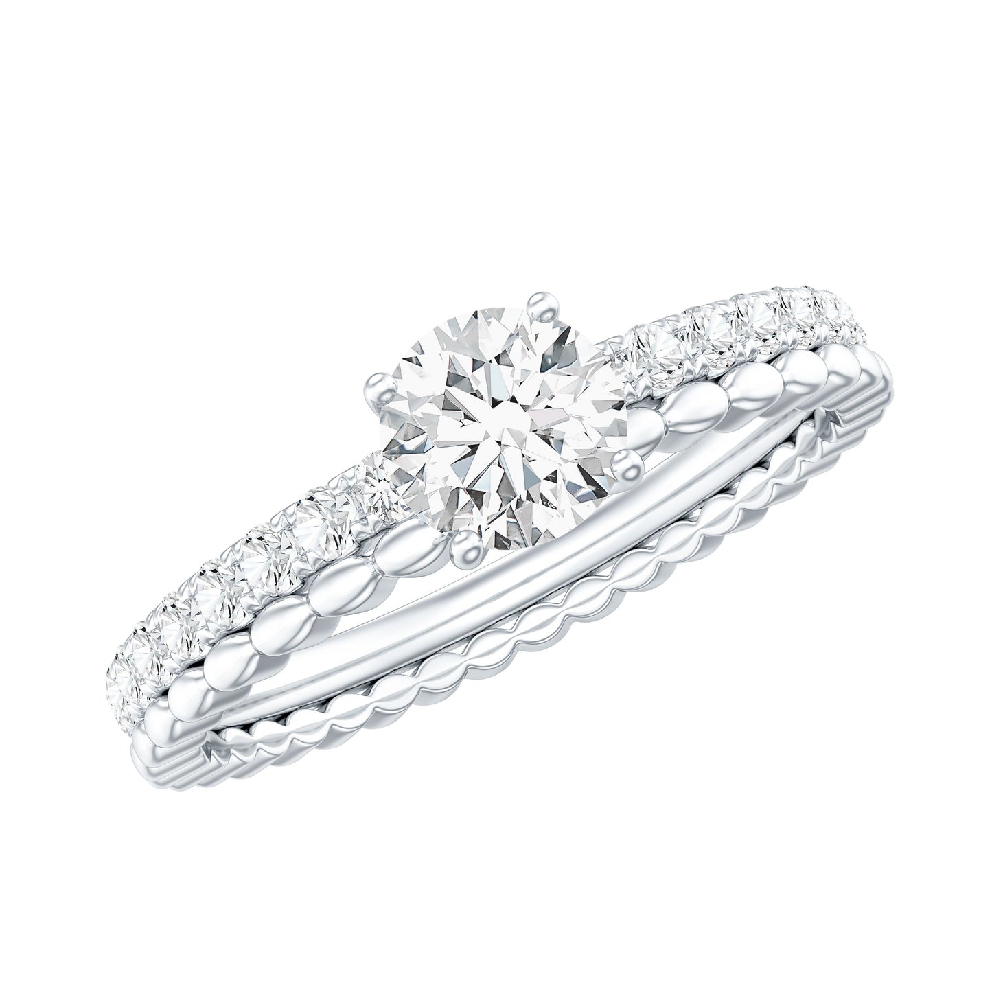 Round Cut Moissanite Designer Engagement Ring With Certificate