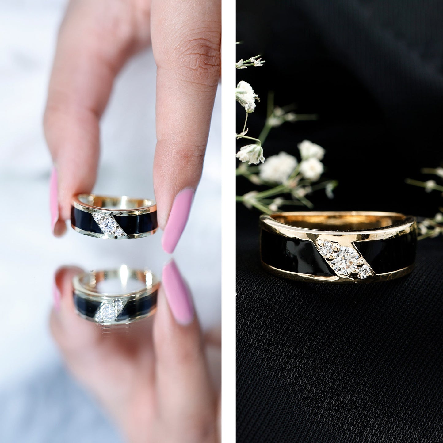 Classic Moissanite Mens Wedding Band Ring