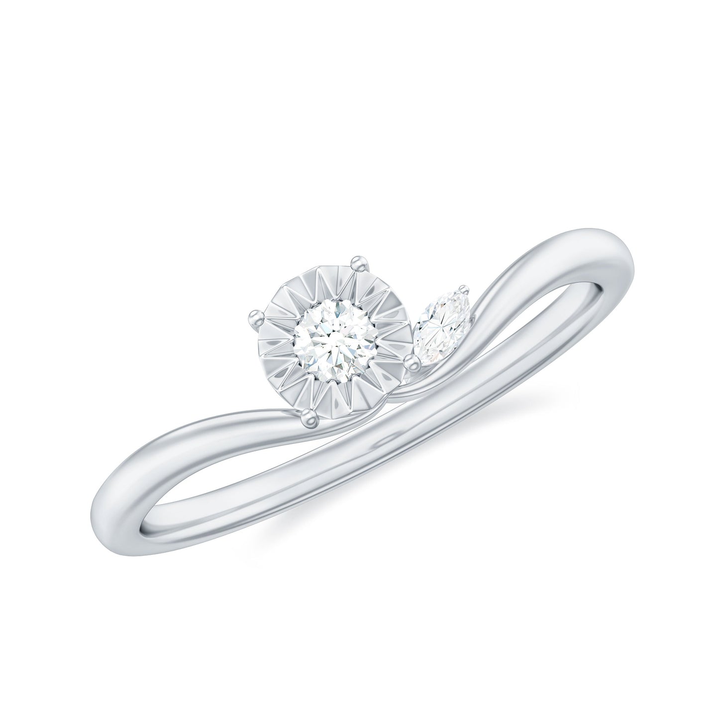 Certified Real Diamond Curved Promise Ring