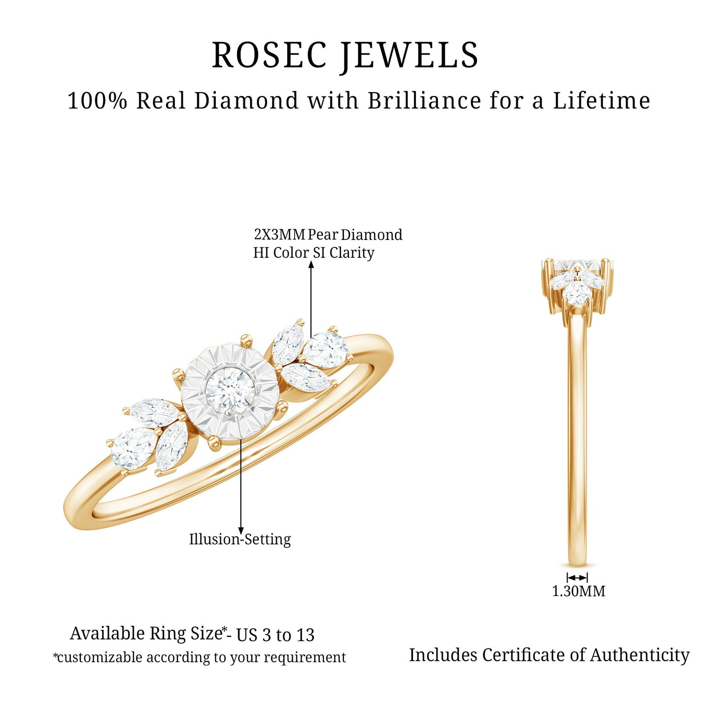 Nature Inspired Diamond Leaf Promise Ring for Women