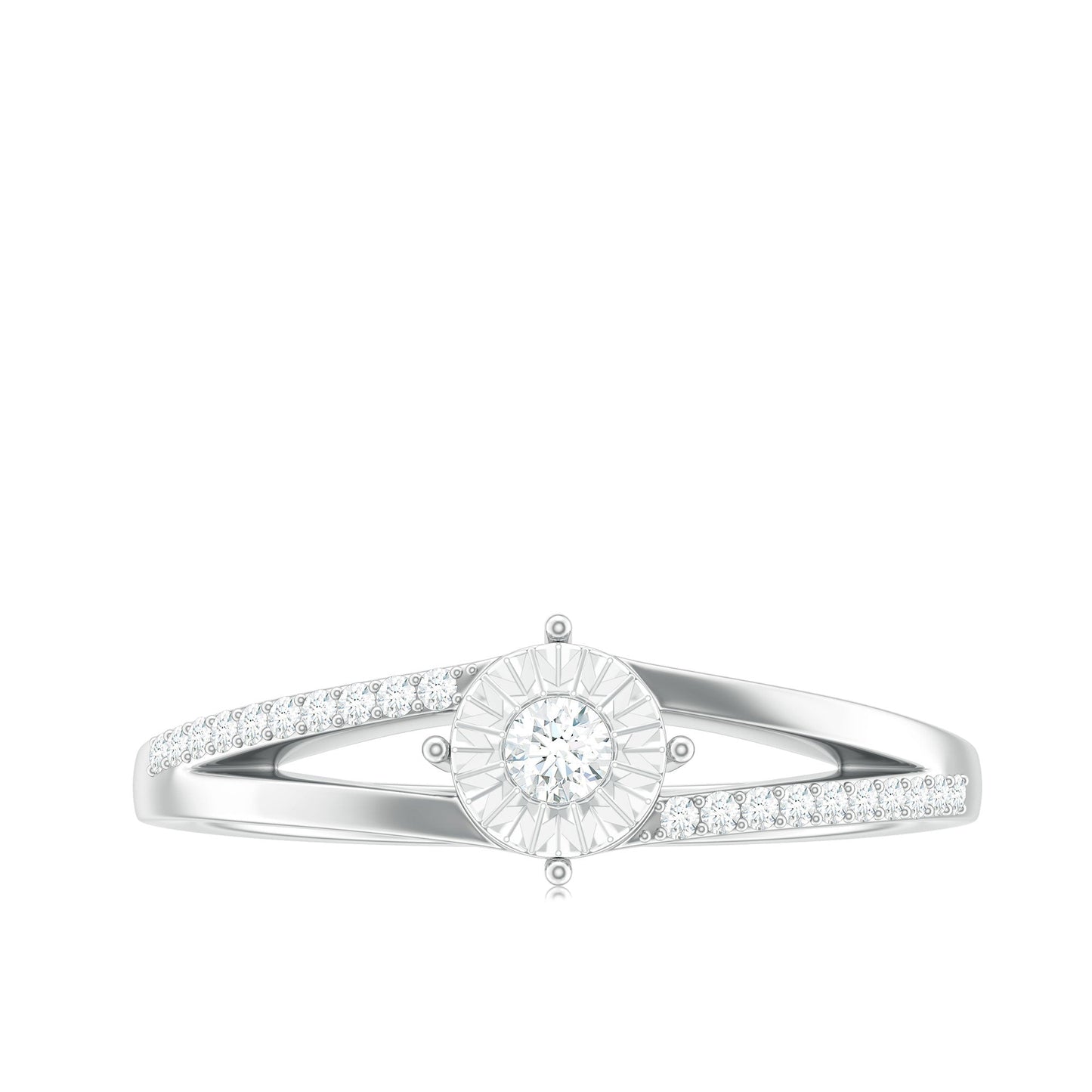 Natural Diamond Engagement Ring with Split Shank