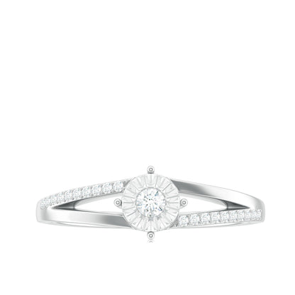 Natural Diamond Engagement Ring with Split Shank